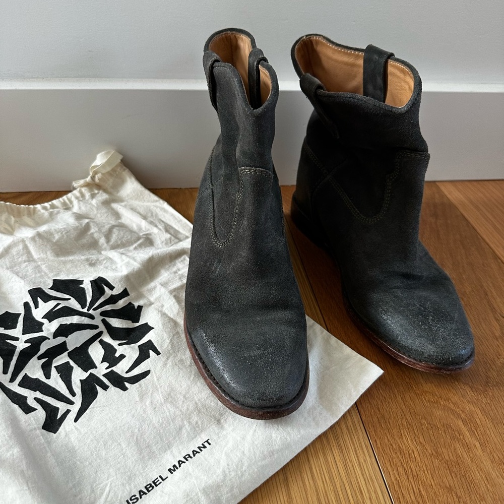 ISABEL MARANT - Black Suede Moto Boot - 38 - Picture 2 of 7